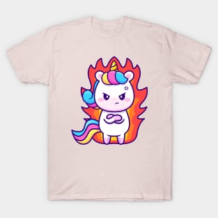 Cute Unicorn Angry Cartoon T-Shirt